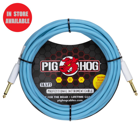 PIG HOG Hex Series Silent Cable 18.6ft Daphne Blue